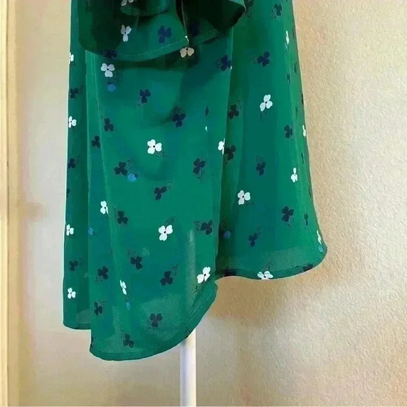 Pleione green three-quarter sleeve medium loose fit blouse navy/white flowers - Picture 12 of 15